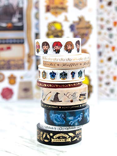 Paper House Productions Harry Potter Foil Accent 10 Piece Fan Favorites Washi Tape Pack with 5 15mm Rolls and 5 5mm Rolls