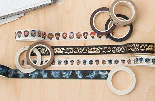 Paper House Productions Harry Potter Foil Accent 10 Piece Fan Favorites Washi Tape Pack with 5 15mm Rolls and 5 5mm Rolls