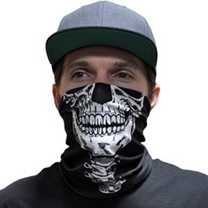 Glow in The Dark Skeleton T-Shirt with Face Skull Mask Bandana Balaclava Neck Gaiter Halloween Costume for Men, Women, Adults