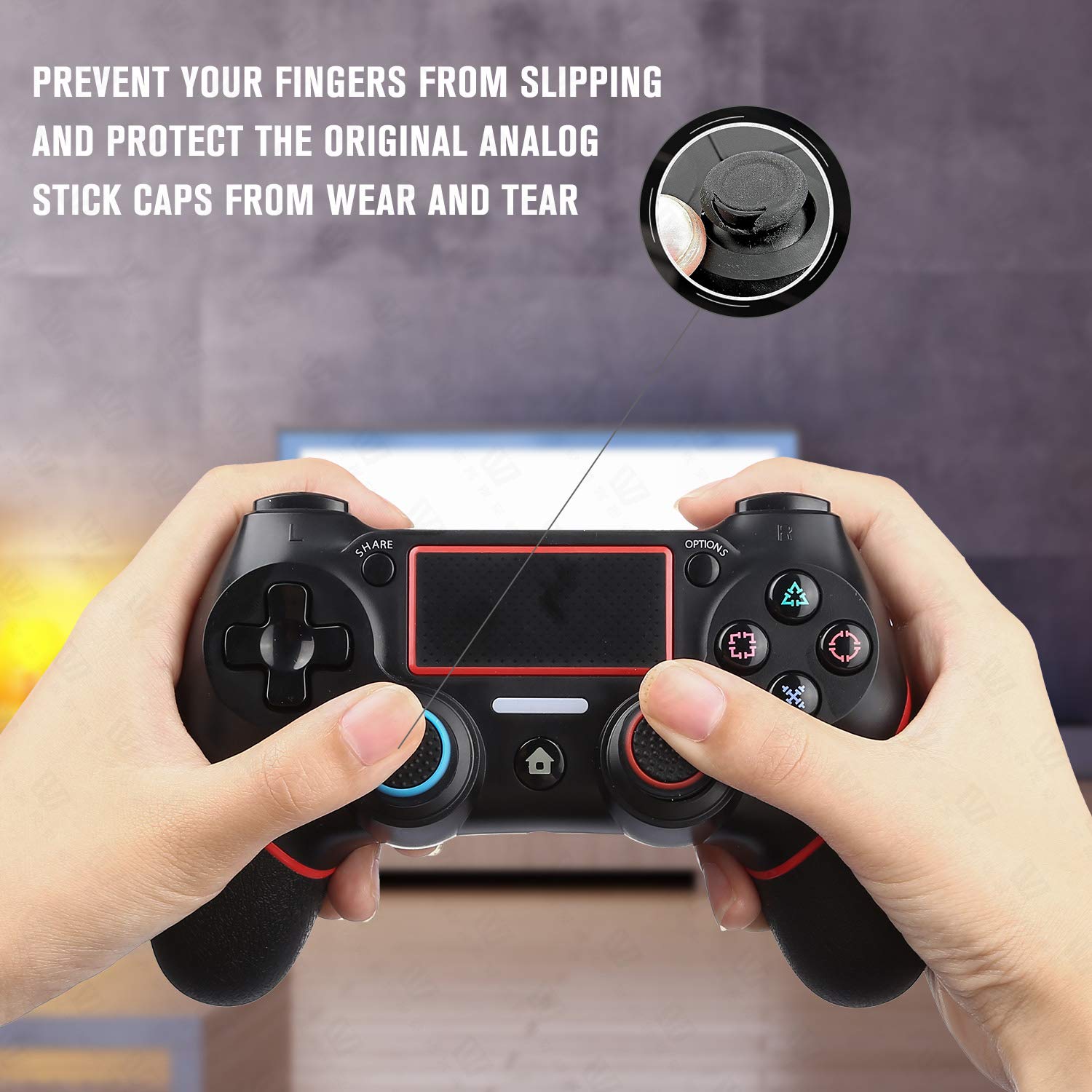 Obeka Compatible with 8 Pairs Thumb Grips Silicone Analog Stick Covers Thumbstick Controller Replacement Joystick Cap PS4 PS3 PS2 Xbox One Xbox 360 Wii U