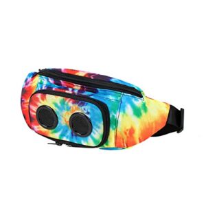 fannypack with speakers. bluetooth fanny pack for parties/festivals/raves/beach/boats. rechargeable, works with iphone & android. (tie dye, 2023 edition)