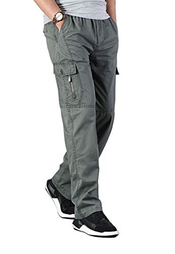 Banana Bucket Men's Full Elastic Waist Loose Fit Lightweight Workwear Pull On Cargo Pants