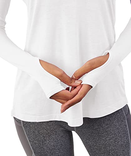 Bestisun Womens Long Sleeve Yoga Tops Workout Shirts Yoga Clothes Tunic Workout Tops with Thumb Hole White M