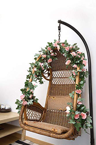 Yebazy 4PCS(30FT) Fake Rose Vine Garland Plants for Hotel Home Party Garden Craft Art Decor……