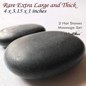 ActiveBliss Hot Stones - 2 Extra Large Massage Stones Set (4 in x 3.15 in) (Sacrum or Belly) for Professional or Home spa, Relaxing, Pain Relief, Healing