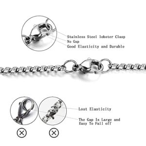 Estendly 2mm 16 To 38In Stainless Steel Rolo Chain Necklace Crude Round Square Box Cable Wheat Necklace for Men Women Jewelry