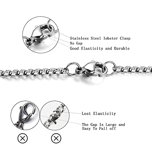 Estendly 2mm 16 To 38In Stainless Steel Rolo Chain Necklace Crude Round Square Box Cable Wheat Necklace for Men Women Jewelry