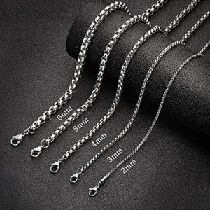 Estendly 2mm 16 To 38In Stainless Steel Rolo Chain Necklace Crude Round Square Box Cable Wheat Necklace for Men Women Jewelry