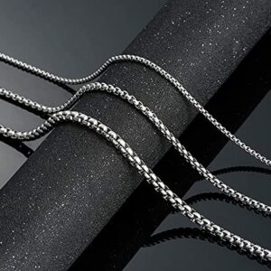 Estendly 2mm 16 To 38In Stainless Steel Rolo Chain Necklace Crude Round Square Box Cable Wheat Necklace for Men Women Jewelry