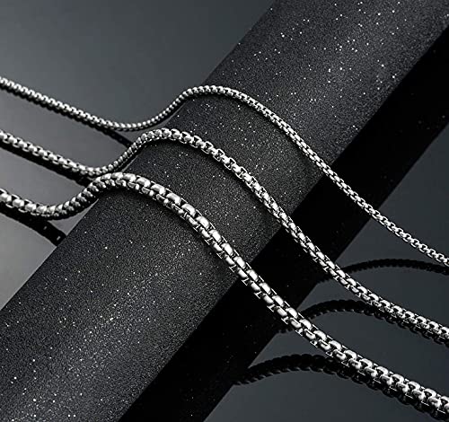 Estendly 2mm 16 To 38In Stainless Steel Rolo Chain Necklace Crude Round Square Box Cable Wheat Necklace for Men Women Jewelry