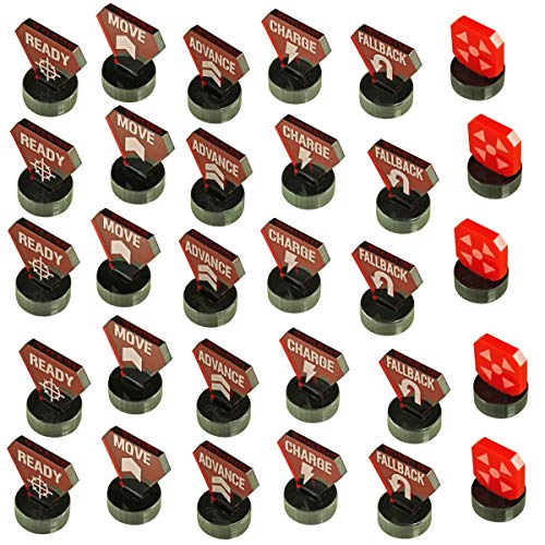 LITKO Combat Mega-Marker Set Compatible with WH:KT, Translucent Red & Red (30)