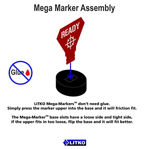 LITKO Combat Mega-Marker Set Compatible with WH:KT, Translucent Red & Red (30)