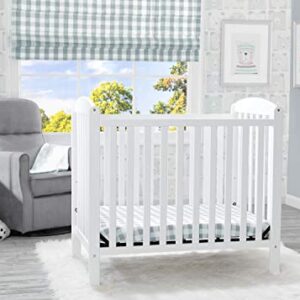 Delta Children Emery Mini Convertible Baby Crib with 2.75-inch Mattress, Bianca White