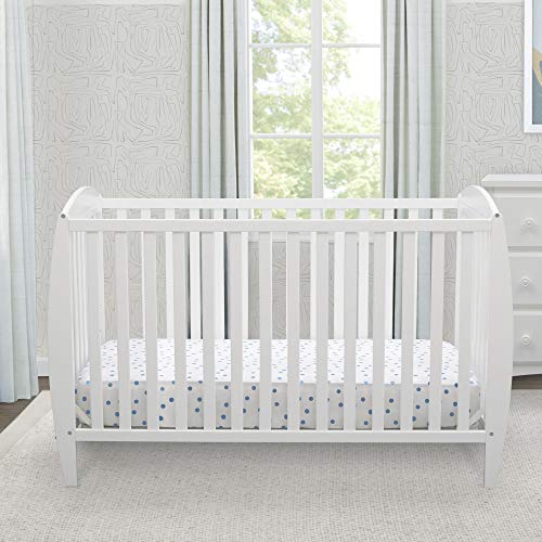 Delta Children Twinkle 4-in-1 Convertible Baby Crib, Easy to Assemble, Sustainable New Zealand Wood, JPMA Certified, White