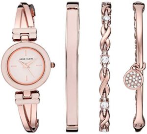 anne klein women's bangle watch and premium crystal accented bracelet set