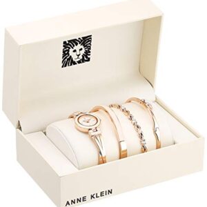 Anne Klein Women's Bangle Watch and Premium Crystal Accented Bracelet Set