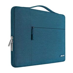 mosiso laptop sleeve compatible with macbook pro 16 inch 2023-2019 m2 a2780 m1 a2485 pro/max a2141/pro retina 15 a1398, 15-15.6 inch notebook, polyester multifunctional briefcase bag, deep teal