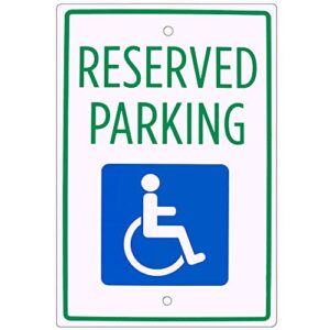 handicap parking sign – 18" x 12" aluminum safety warning sign for parking lots, private driveways, & businesses by bolthead industrial