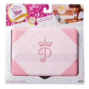 Disney Princess Girls Play Laptop Computer Style Collection Click & Go Play Laptop for Girls with Sounds & Light Up On Button Features Removable Double-Sided Play Background, for Ages 3+ , Pink