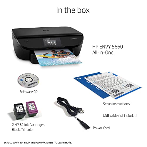 HP ENVY 5660 Wireless All-in-One Photo Printer with Mobile Printing, HP Instant Ink & Amazon Dash Replenishment ready (F8B04A) (Renewed)