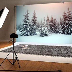 Leyiyi 7x5ft Enchanted Winter Forest Backdrop Snow Covered Woodland Pine Trees Russia Travel Cold Weather Landscape Photography Background Merry Christmas New Year Photo Studio Prop Vinyl Wallpaper