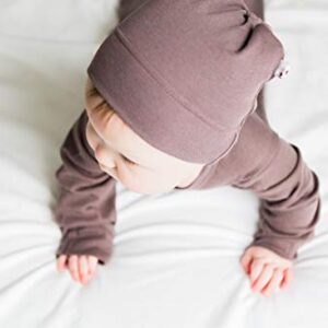 Babysoy Modern Single Knot Hat Beanie - Cotton Rayon from Bamboo Baby Cap (6-12 Months, Acorn)