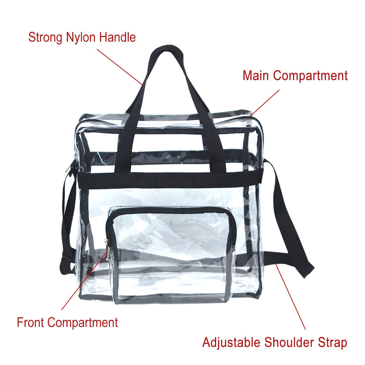 Clear Bag Stadium Approved,Stadium Security Travel & Gym Clear Tote Bags,12"x 6"x12"