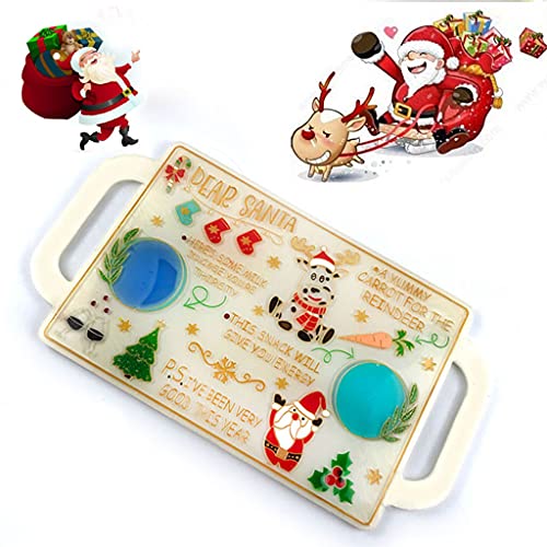 Fogun Resin Tray Molds, Christmas Tray Epoxy Resin Mold Xmas Fruit Snack Serving Plate Silicone Mould