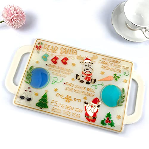 Fogun Resin Tray Molds, Christmas Tray Epoxy Resin Mold Xmas Fruit Snack Serving Plate Silicone Mould