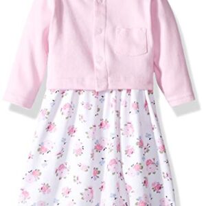 Luvable Friends baby girls and Cardigan Casual Dress, Pink Floral, 18-24 Months US