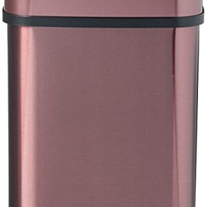 Ninestars Bedroom or Bathroom Automatic Touchless Infrared Motion Sensor Trash Can, 3 Gal 12L, Stainless Steel Base (Rectangular, Burgundy/Black Lid)