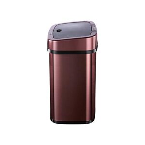 Ninestars Bedroom or Bathroom Automatic Touchless Infrared Motion Sensor Trash Can, 3 Gal 12L, Stainless Steel Base (Rectangular, Burgundy/Black Lid)