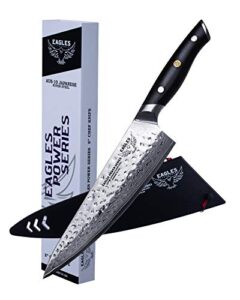 eagles kitchenware chef's knife eagles power series aus10 japanese super steel vacuum treated gift box blade guard (8" chef's knife)