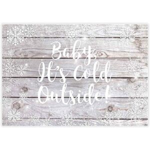 allenjoy 7x5ft baby it's cold outside winter wonderland theme backdrop for kids birthday party banner festival rustic wood wooden white snowfall background christmas xmas baby shower home decor