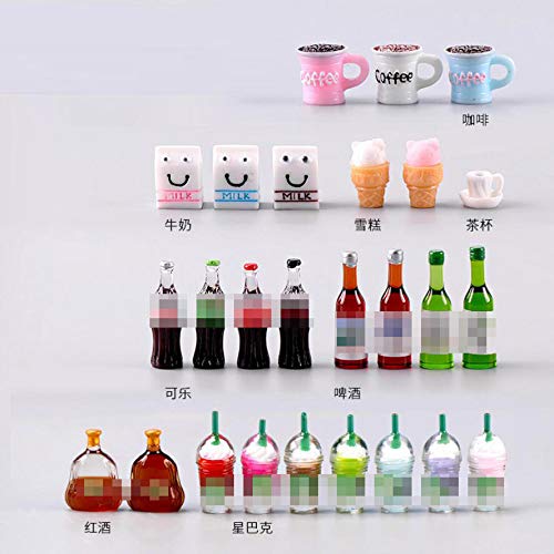 NWFashion Miniature Food Drinks Toys Bottle for Adults Childrens Pretend Play Kitchen Cooking Game Dollhouse Decor(26pcs Mix)