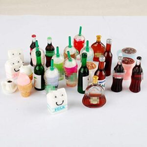 NWFashion Miniature Food Drinks Toys Bottle for Adults Childrens Pretend Play Kitchen Cooking Game Dollhouse Decor(26pcs Mix)