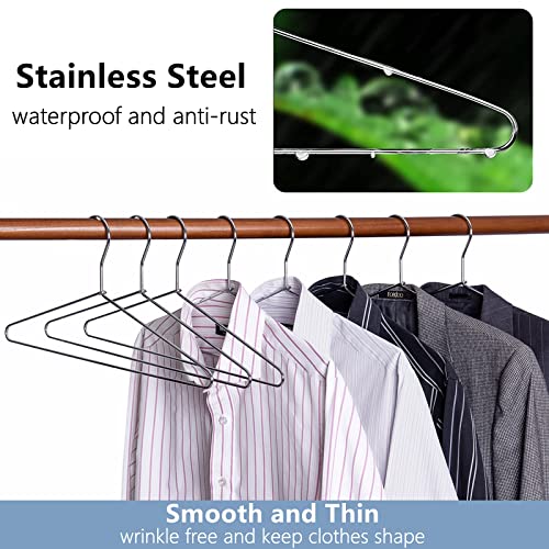 Amber Home Heavy Duty Metal Shirt Coat Hangers 20 Pack, Stainless Steel Clothes Hanger with Polished Chrome, 17 Inch Silver Metal Wire Hanger