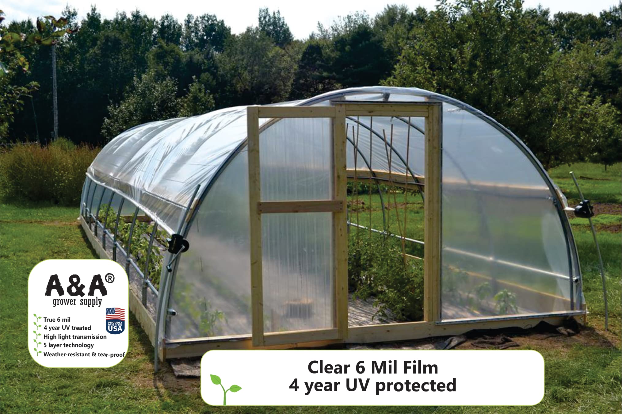 A&A Green Store Greenhouse Plastic Film Clear Polyethylene Cover UV Resistant 12 ft Wide x 28 ft Long