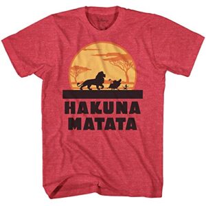 disney lion king hakuna matata pumbaa timon africa simba mufasa disneyland world tee adult graphic t-shirt apparel (large, premium red heather)