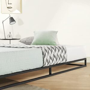 Mellow Modernista Low Profile 6 Inch Metal Platform Bed Frame with Classic Wooden Slat Support Mattress Foundation (No Box Spring Needed), Full, Black