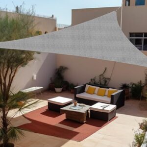 shade&beyond shade sail triangle 15'x15'x21' patio sunshade sail for patio lawn deck light grey