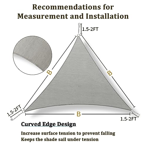 Shade&Beyond Shade Sail Triangle 15'x15'x21' Patio Sunshade Sail for Patio Lawn Deck Light Grey