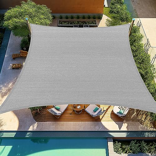 Shade&Beyond 12'x12' Sun Shade Sail Rectangle Canopy Sail Sunshade UV Block for Patio Yard Backyard Light Grey