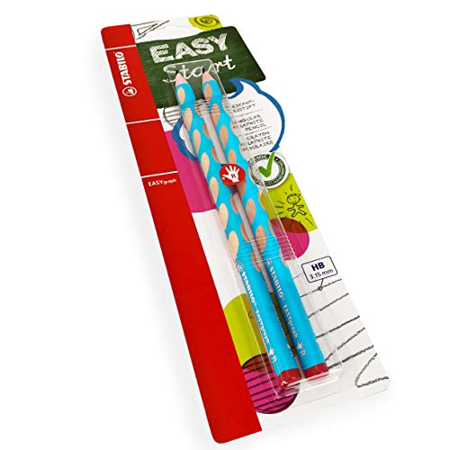 STABILO Easygraph Handwriting Pencils - HB - Right Handed - Light Blue Barrel - Pack of 2