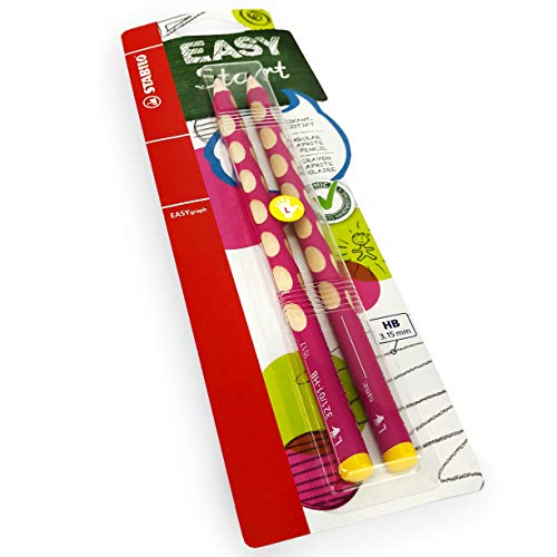 STABILO Easygraph Handwriting Pencils - HB - Left Handed - Pink Barrel - Pack of 2