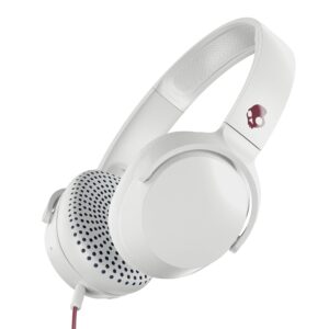 skullcandy riff wired on-ear headphones - white/crimson