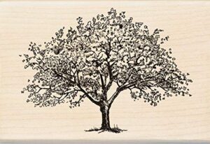 inkadinkado spring blooming tree wooden mounted rubber stamp for card making and scrapbooking, 1pc, 4.02''l x 2.77''w