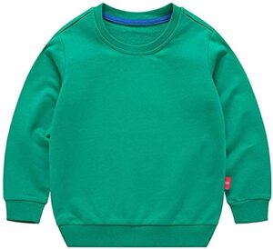 haxico unisex kids solid cotton pullover sweatshirt t-shirt toddler baby boys girls crewneck long sleeve t-shirt tops blouse green, 2t