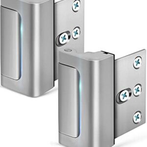 Home Security Door Lock, Childproof Door Reinforcement Lock with 3 Inch Stop Withstand 800 lbs for Top Front Inward Swinging Door, Upgrade Flip High Night Lock to Defend Your Home Kids (Silver-2 Pack)