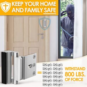 Home Security Door Lock, Childproof Door Reinforcement Lock with 3 Inch Stop Withstand 800 lbs for Top Front Inward Swinging Door, Upgrade Flip High Night Lock to Defend Your Home Kids (Silver-2 Pack)